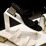 Elegant display of Aldo sandals and bag featuring modern fashion design.