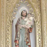 Intricate statue of Jesus and Saint Joseph inside a church in Ecuador.