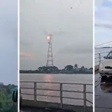 Chalana queda en riesgo tras caerle una guaya en el Orinoco