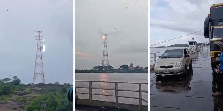 Chalana queda en riesgo tras caerle una guaya en el Orinoco