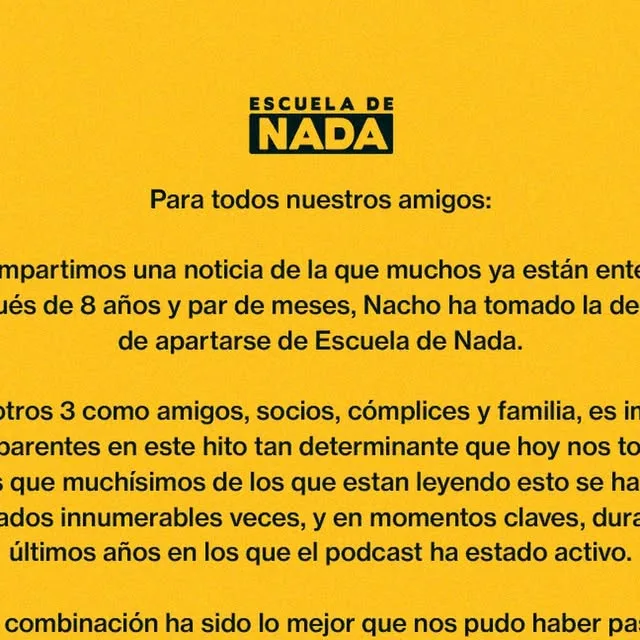 Publicación de Instagram de Escuela de Nada