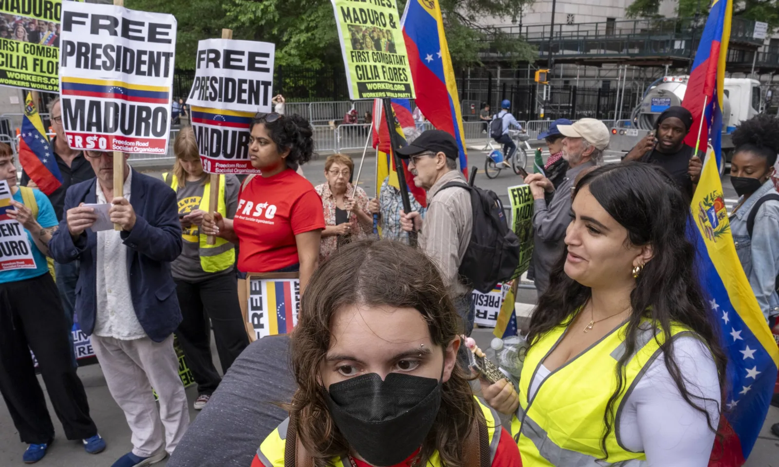 Protesta en Nueva York por juicio a Maduro y Cilia Flores