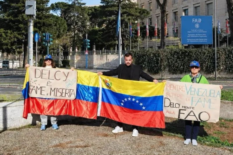 Venezolanos en Roma repudiaron la visita de Delcy Rodríguez