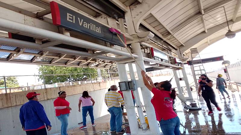 
				Realizan limpieza profunda en la estación El Varillal del metro de Maracaibo al inicio de la Semana Santa			