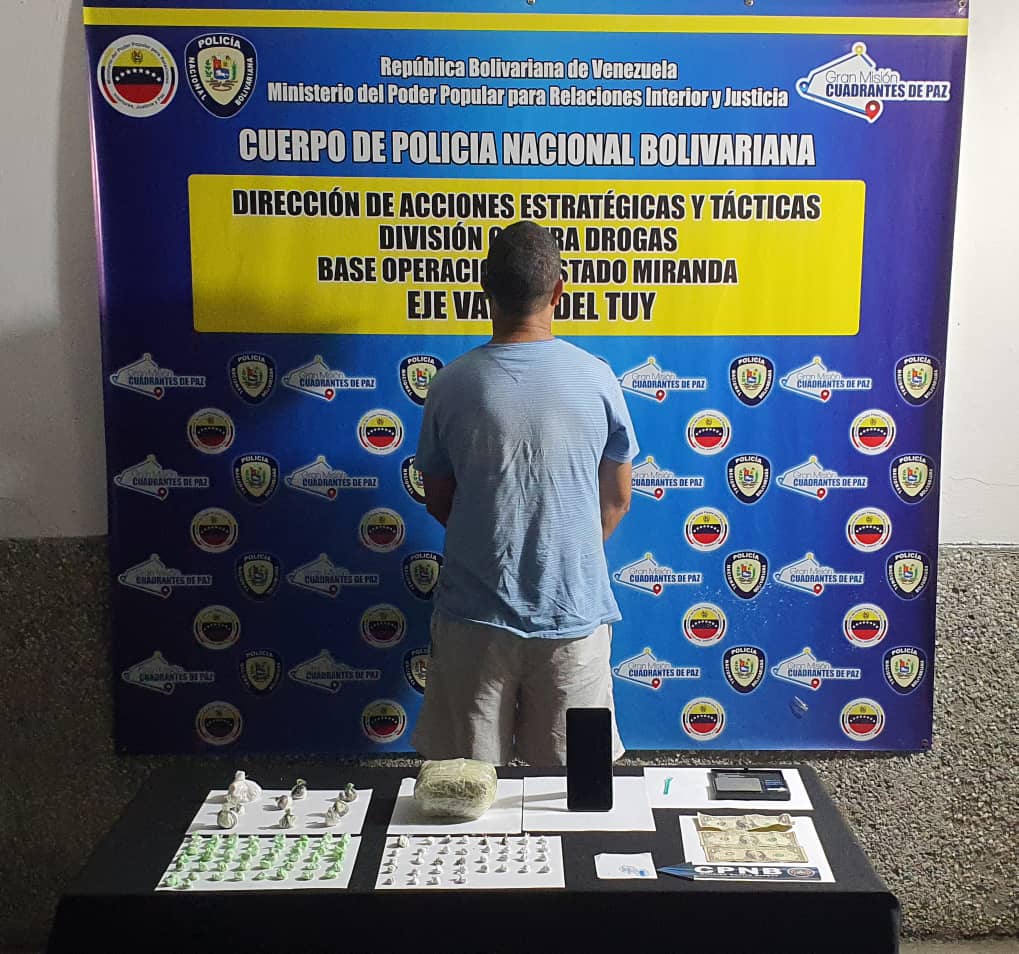 Capturaron sujeto con más de un kilo de cocaína en Cúa