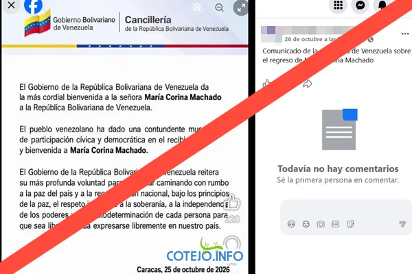 Falso comunicado de Cancillería sobre María Corina Machado