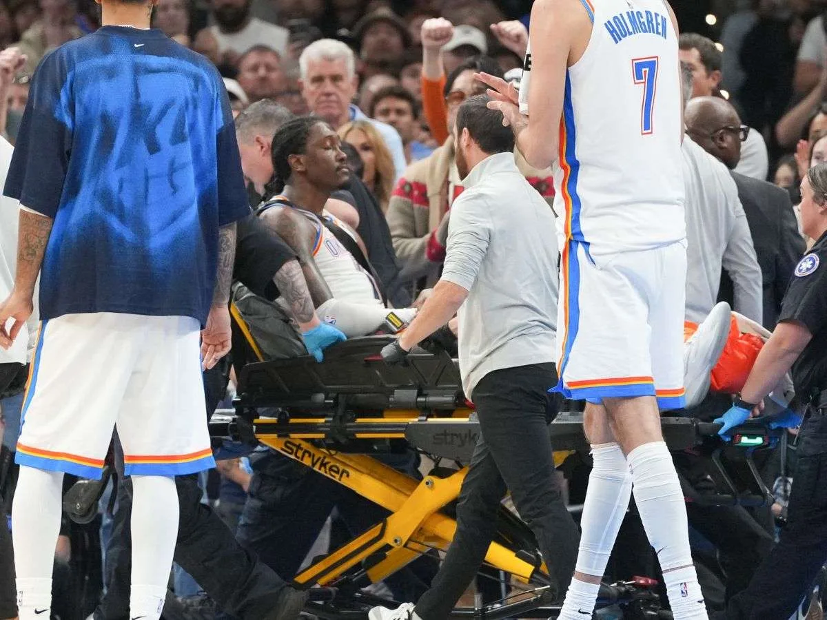 Jalen Williams sale en camilla tras lesionarse la pierna izquierda
