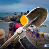 Voluntarios amplían limpieza de cauchos en Playa Escondida, La Guaira