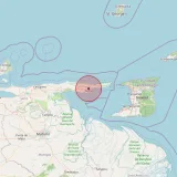Mapa del epicentro — al este de Carúpano