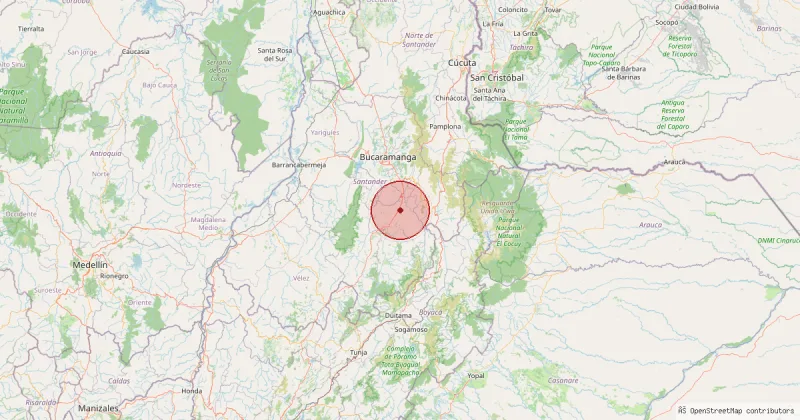 Mapa del epicentro — al suroeste de San Cristóbal