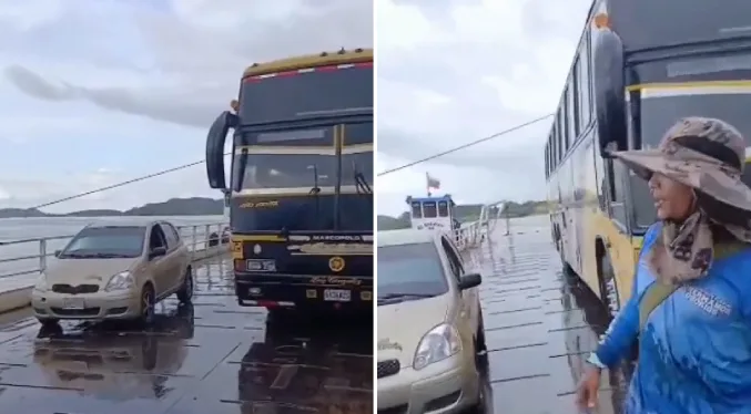 Cable eléctrico cae sobre autobús en el río Orinoco