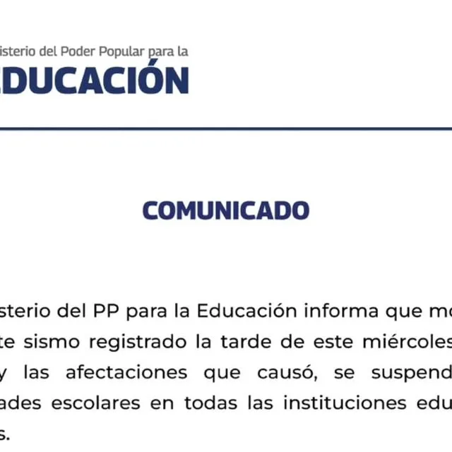 Publicación de Instagram de Ministerio del Poder Popular para la Educación