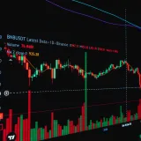 Close-up of cryptocurrency chart on a monitor showing Binance data in Valencia, Spain.