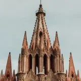 Majestic Gothic architecture of San Miguel Arcángel, a historic landmark in San Miguel de Allende, Mexico.