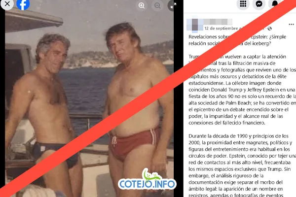 Foto viral de Donald Trump y Jeffrey Epstein en barco es falsa