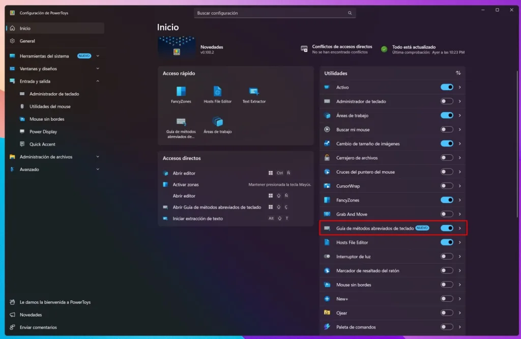 PowerToys reúne los atajos de Windows en una sola guía
