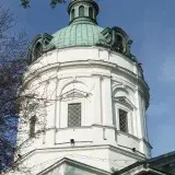 Majestic dome of Saint Karol Boromeusz Church, a landmark in Warsaw, Poland.