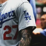 Close up on Dodgers uniform if photo is used, please provide the following photo cred: Photo by Desmond A. Hester // @dezhester