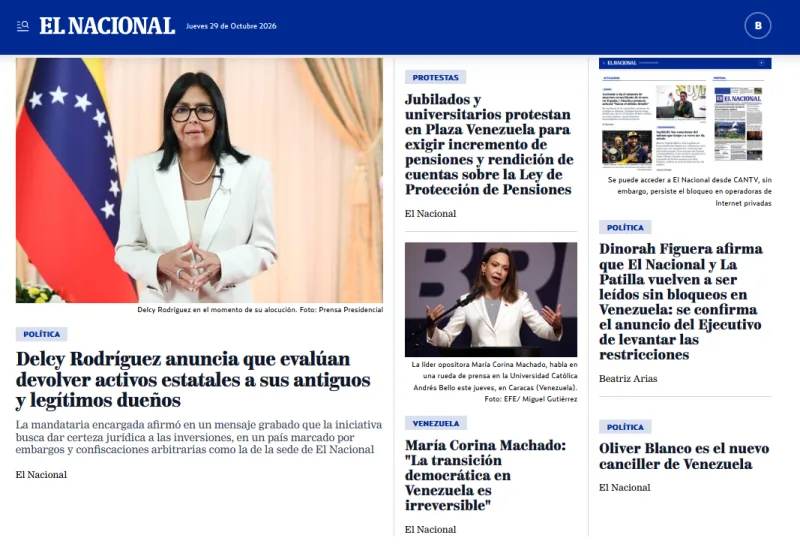 Levantan bloqueo digital a El Nacional y La Patilla
