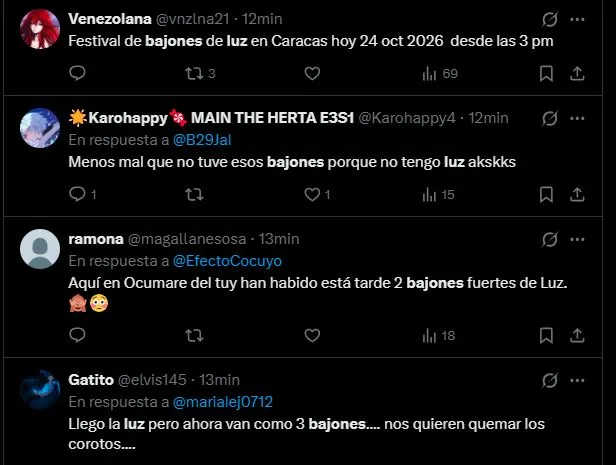Bajones de luz golpearon Caracas y varias ciudades el 24Oct