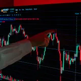Market analysis with focus on cryptocurrency trends displayed. Ideal for fintech topics.