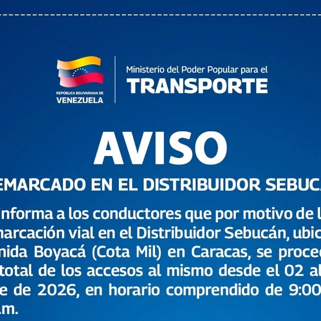 Publicación de Instagram de Ministerio del Poder Popular para el Transporte