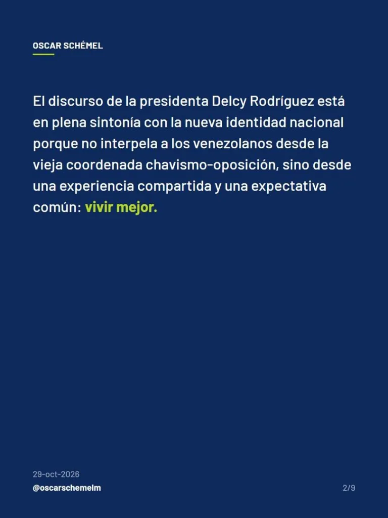 Schémel ve un giro del discurso de Delcy hacia lo cotidiano
