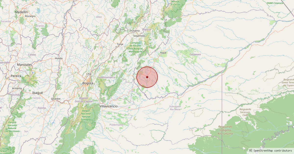 Mapa del epicentro — al sur de San Cristóbal