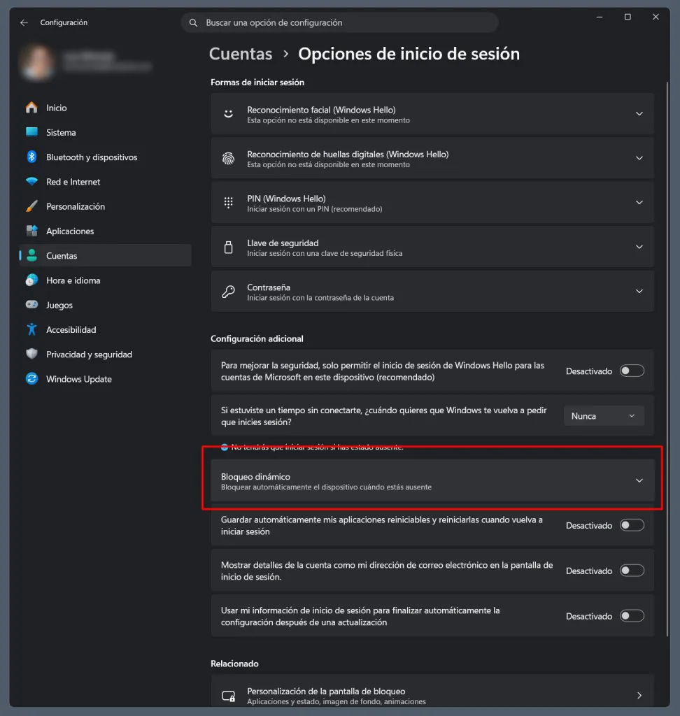 Bloqueo dinámico en Windows 11: así protege tu PC sola