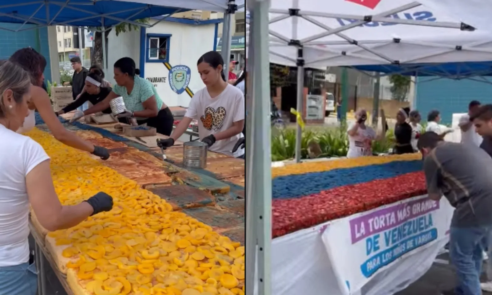 Voluntarios en Sucre hornean torta de 8 metros para niños