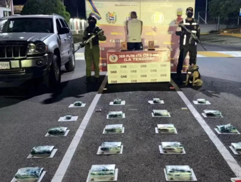 GNB incauta 20 kg de cocaína en La Tendida, Táchira