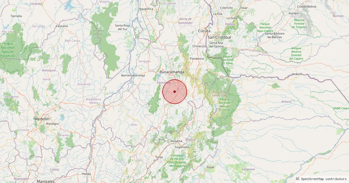 Mapa del epicentro — al suroeste de San Cristóbal