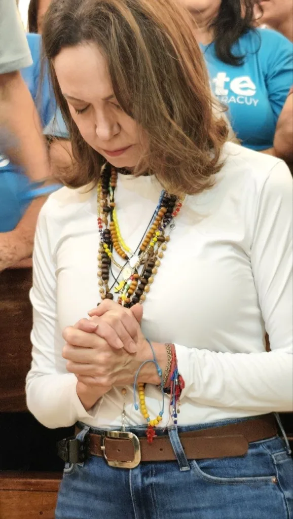 María Corina Machado asistió a misa en el santuario de la Divina