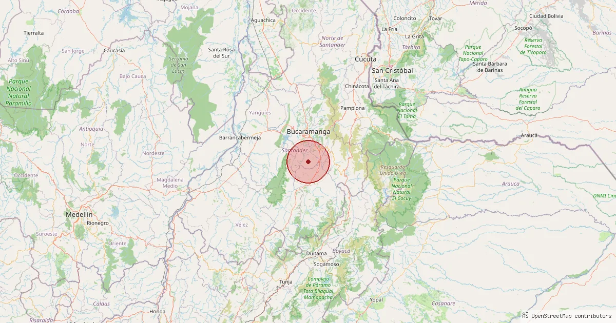 Mapa del epicentro — al suroeste de San Cristóbal