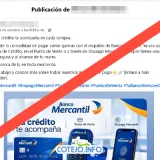 Falsa publicación suplanta al Banco Mercantil en Facebook