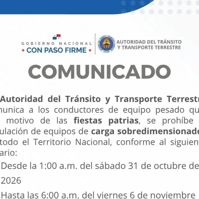 Publicación de Instagram de Autoridad Tránsito